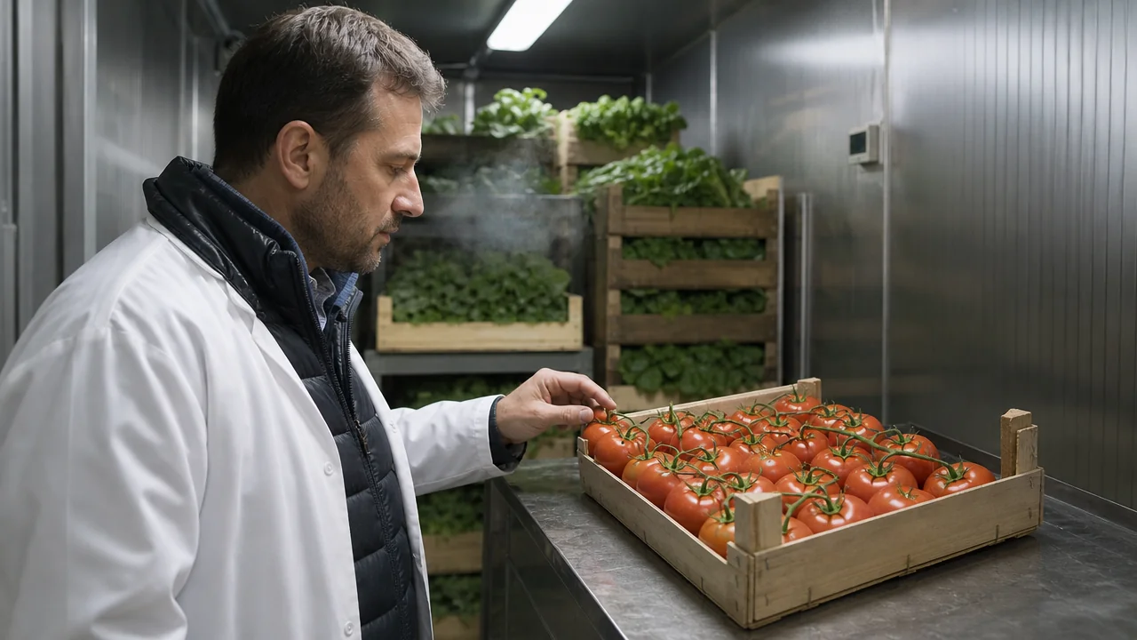 Medewerker van Meridis met verse groenten
